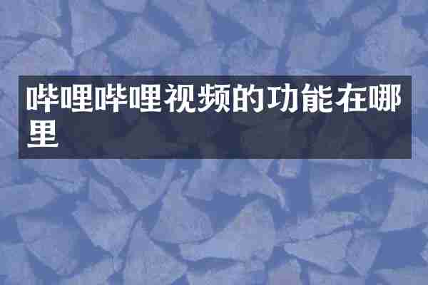 哔哩哔哩视频的功能在哪里