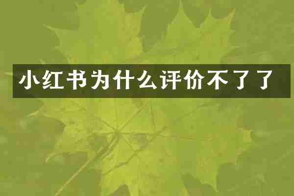 小红书为什么评价不了了