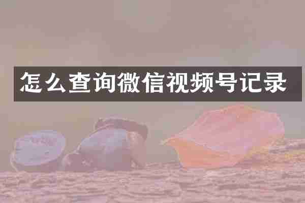 怎么查询微信视频号记录