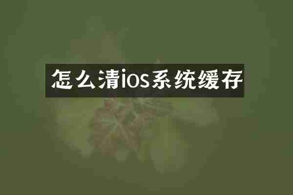怎么清ios系统缓存