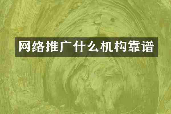 网络推广什么机构靠谱
