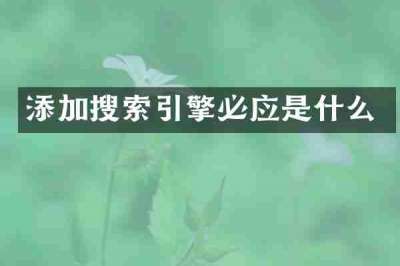 添加搜索引擎必应是什么