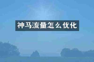 神马流量怎么优化