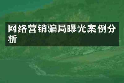 网络营销骗局曝光案例分析