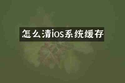 怎么清ios系统缓存
