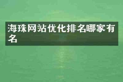 海珠网站优化排名哪家有名