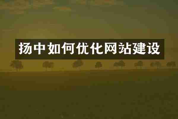 扬中如何优化网站建设