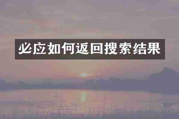 必应如何返回搜索结果