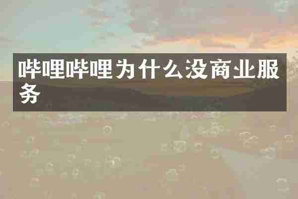 哔哩哔哩为什么没商业服务