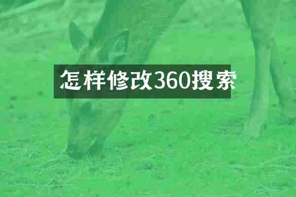 怎样修改360搜索