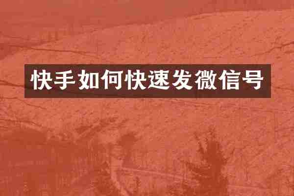 快手如何快速发微信号