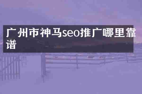 广州市神马seo推广哪里靠谱