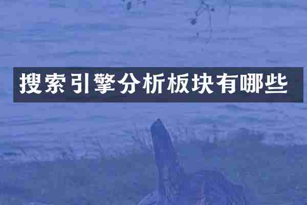 搜索引擎分析板块有哪些