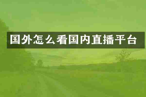 国外怎么看国内直播平台