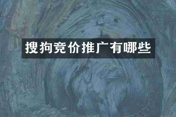 搜狗竞价推广有哪些
