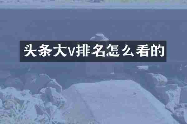 头条大v排名怎么看的