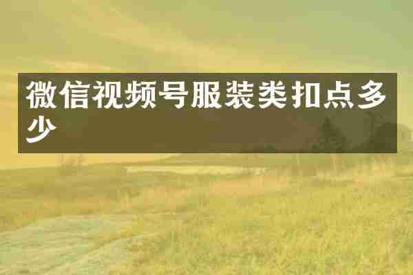 微信视频号服装类扣点多少