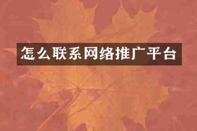 怎么联系网络推广平台