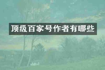 顶级百家号作者有哪些