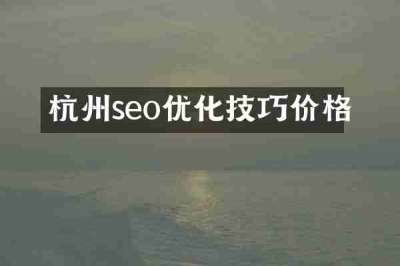杭州seo优化技巧价格