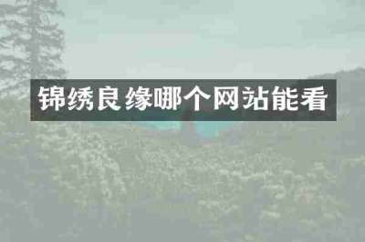 锦绣良缘哪个网站能看