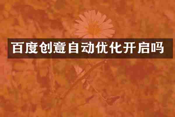 百度创意自动优化开启吗