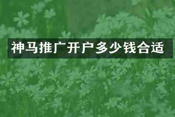 神马推广开户多少钱合适