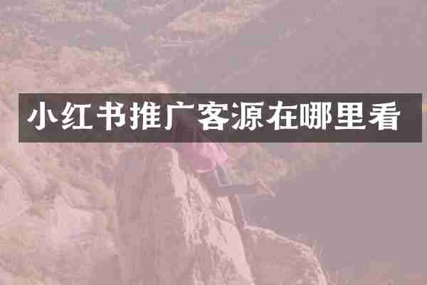 小红书推广客源在哪里看