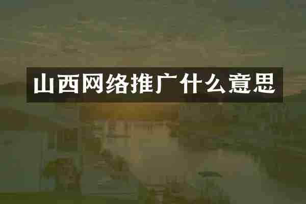 山西网络推广什么意思