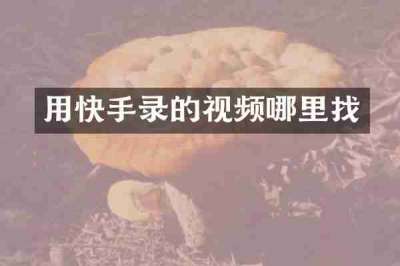 用快手录的视频哪里找