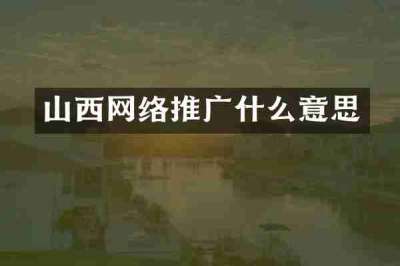 山西网络推广什么意思