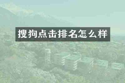 搜狗点击排名怎么样