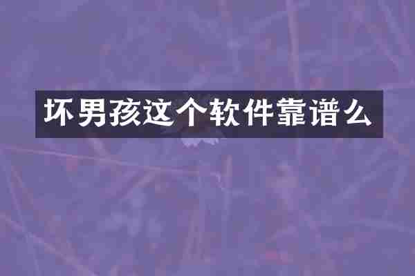 坏男孩这个软件靠谱么