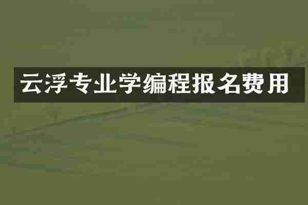 云浮专业学编程报名费用