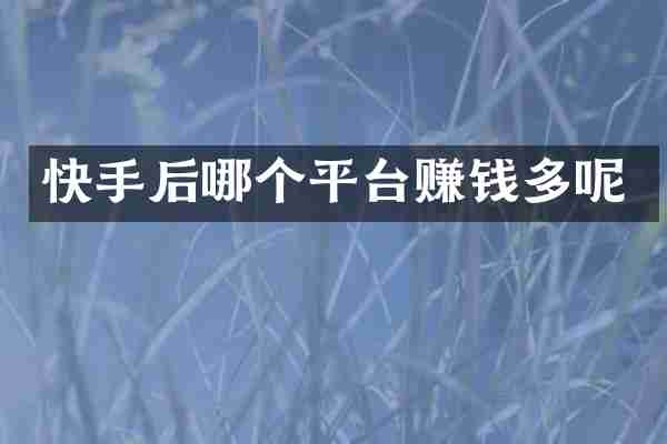 快手后哪个平台赚钱多呢