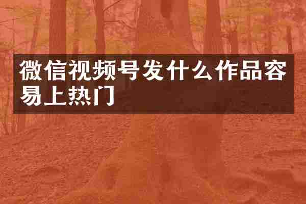 微信视频号发什么作品容易上热门
