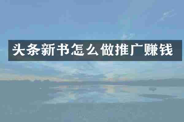 头条新书怎么做推广赚钱