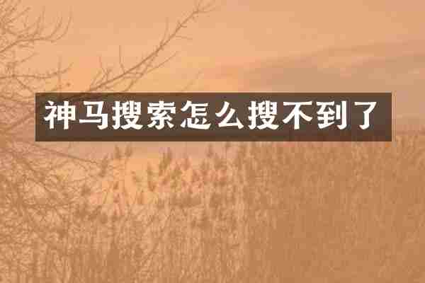 神马搜索怎么搜不到了