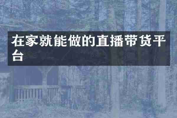 在家就能做的直播带货平台