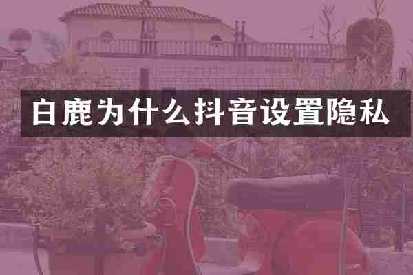 白鹿为什么抖音设置隐私
