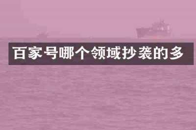 百家号哪个领域抄袭的多