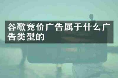 谷歌竞价广告属于什么广告类型的