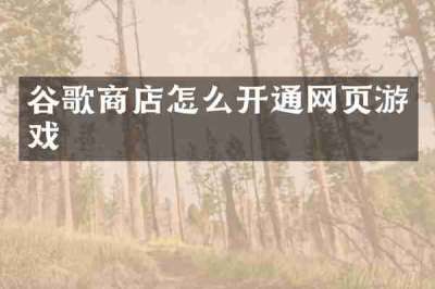 谷歌商店怎么开通网页游戏
