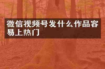 微信视频号发什么作品容易上热门