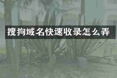 搜狗域名快速收录怎么弄