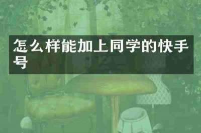 怎么样能加上同学的快手号