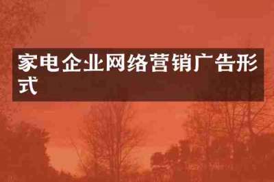 家电企业网络营销广告形式