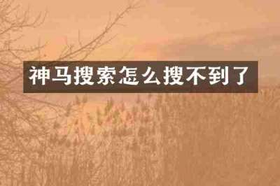 神马搜索怎么搜不到了