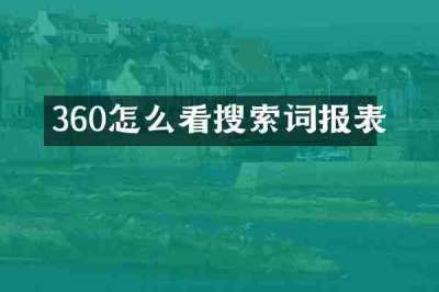 360怎么看搜索词报表