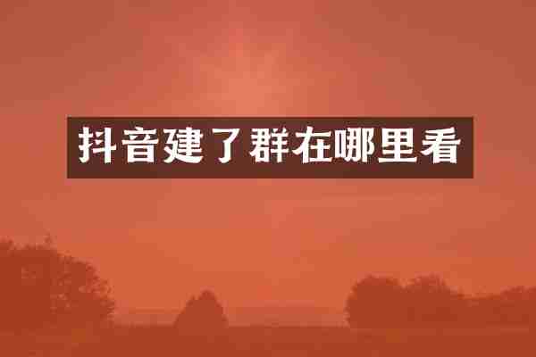抖音建了群在哪里看